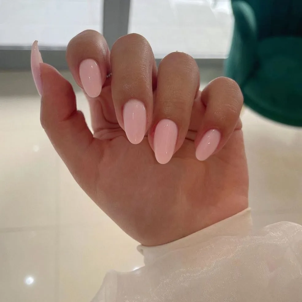 Nude Pink Press on Nails Short Oval,Round Fake Nails For Girls,Short Almond False Nails Glue on,Instant Acrylic Nails Press ons,Blank Short Nails Set in 12 Sizes