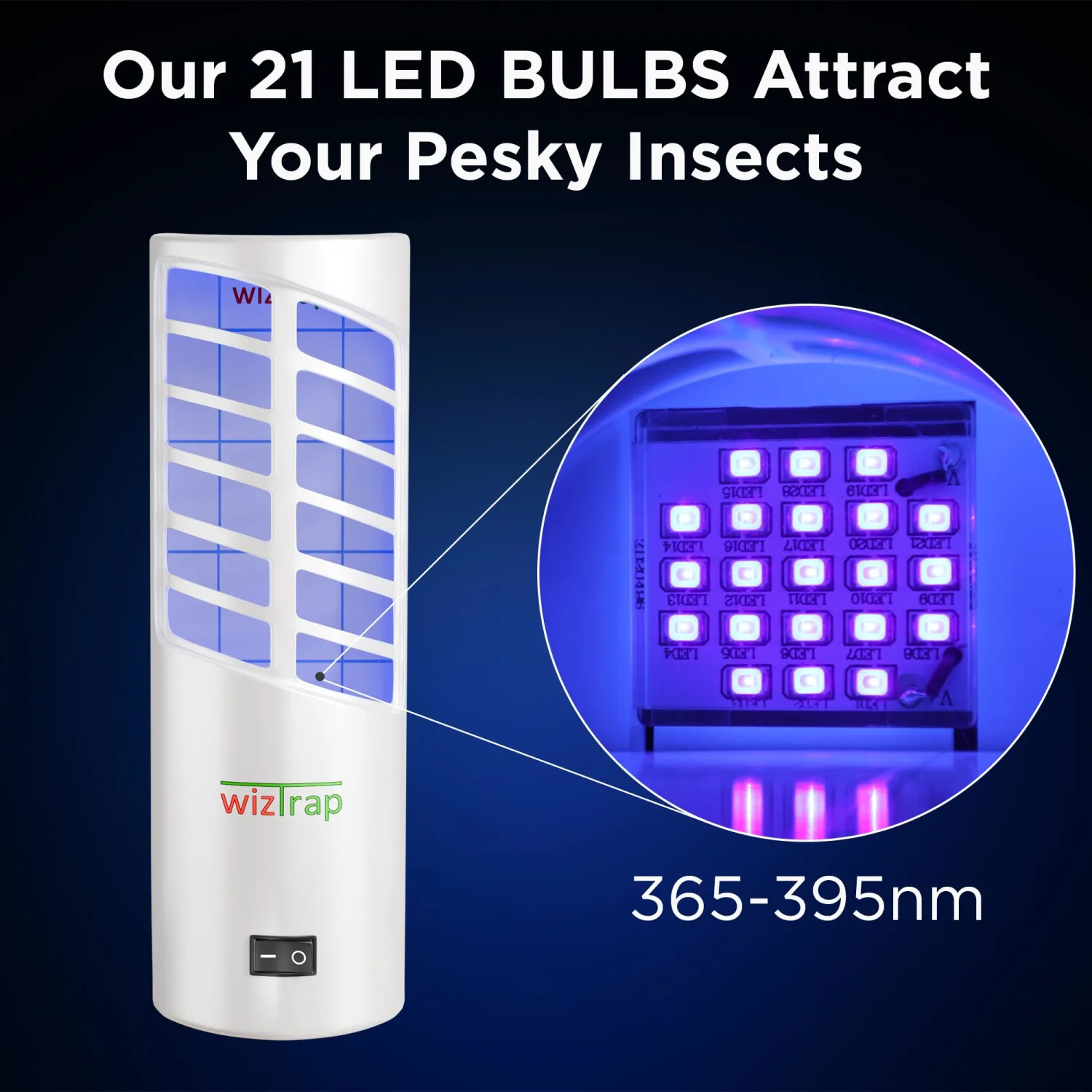 WizTrap™ 2-Pack Large Indoor Plug in Fly Trap, 21 UV LED Bulbs, 10 Sticky Glue Board Refills, A Home Gnat Trap, Moth, Flies, Bug, & Mosquito Trap! (1 Deivce 10 Glue Boards)
