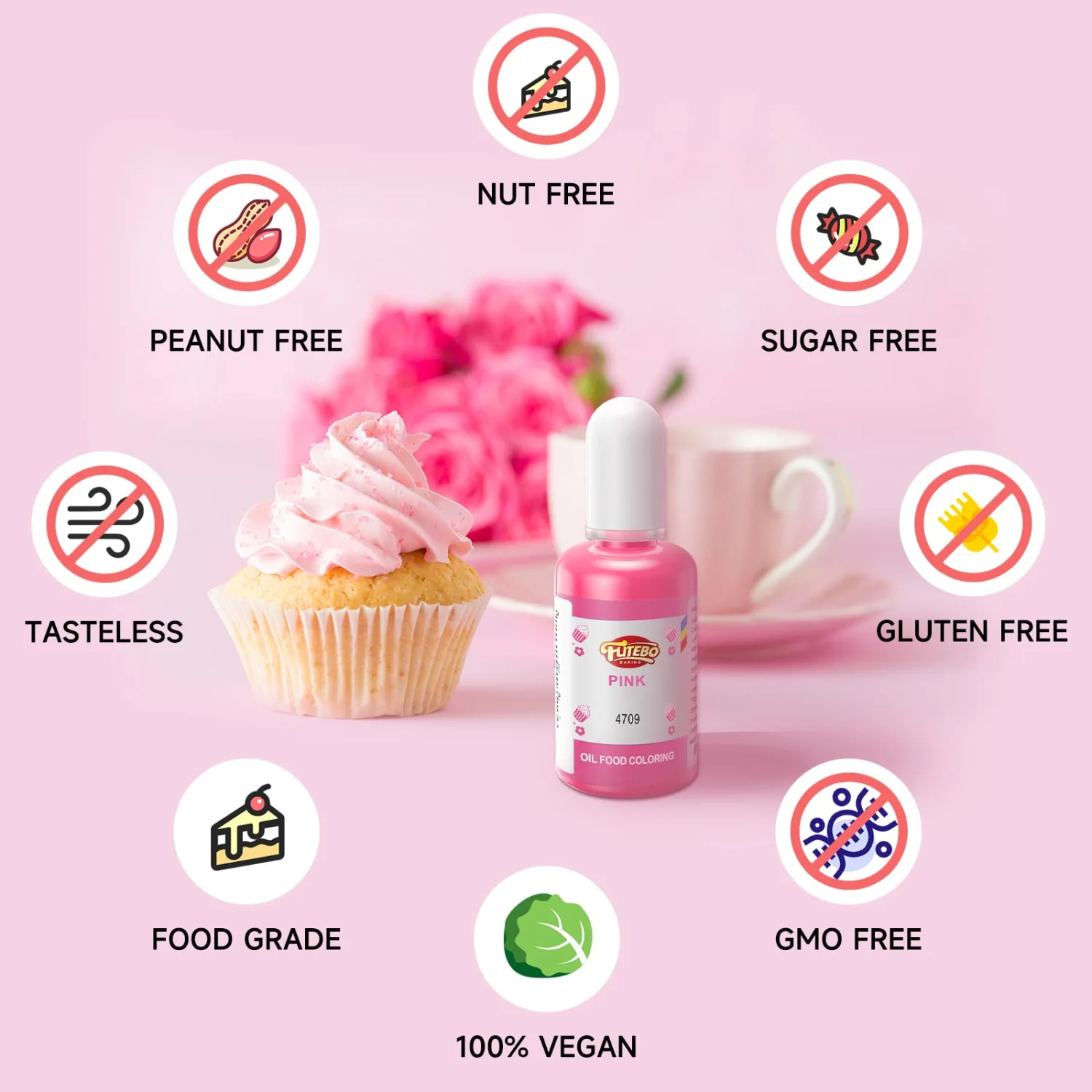 Oil Based Food Coloring, 15ml Large Capacity Food Coloring for Icing, Dye Food Coloring for Chocolate Candy Cake, Edible Oil Food Dye for Baking, Fondant & Forsting (.53 Fl. Oz Bottles)