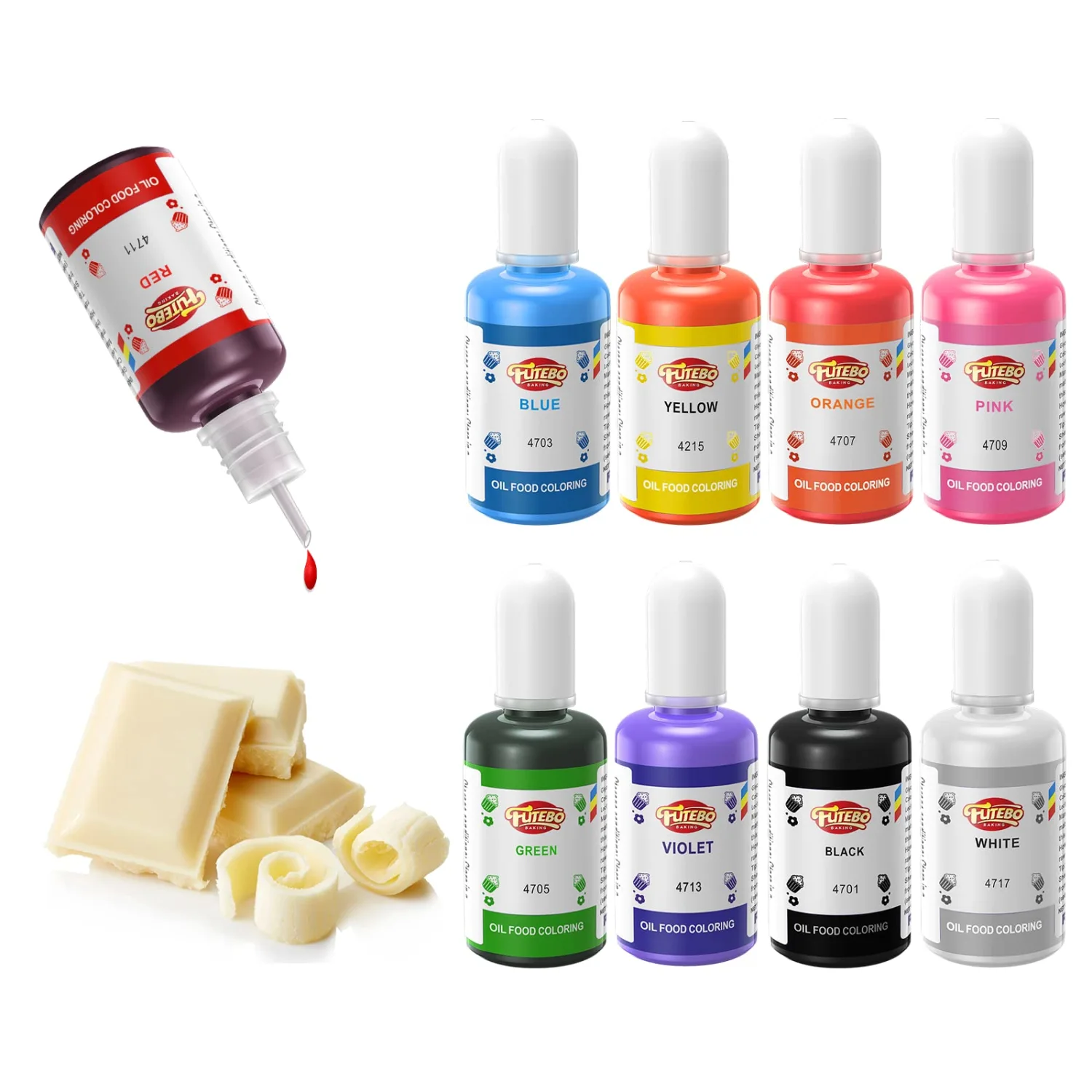 Oil Based Food Coloring, 15ml Large Capacity Food Coloring for Icing, Dye Food Coloring for Chocolate Candy Cake, Edible Oil Food Dye for Baking, Fondant & Forsting (.53 Fl. Oz Bottles)