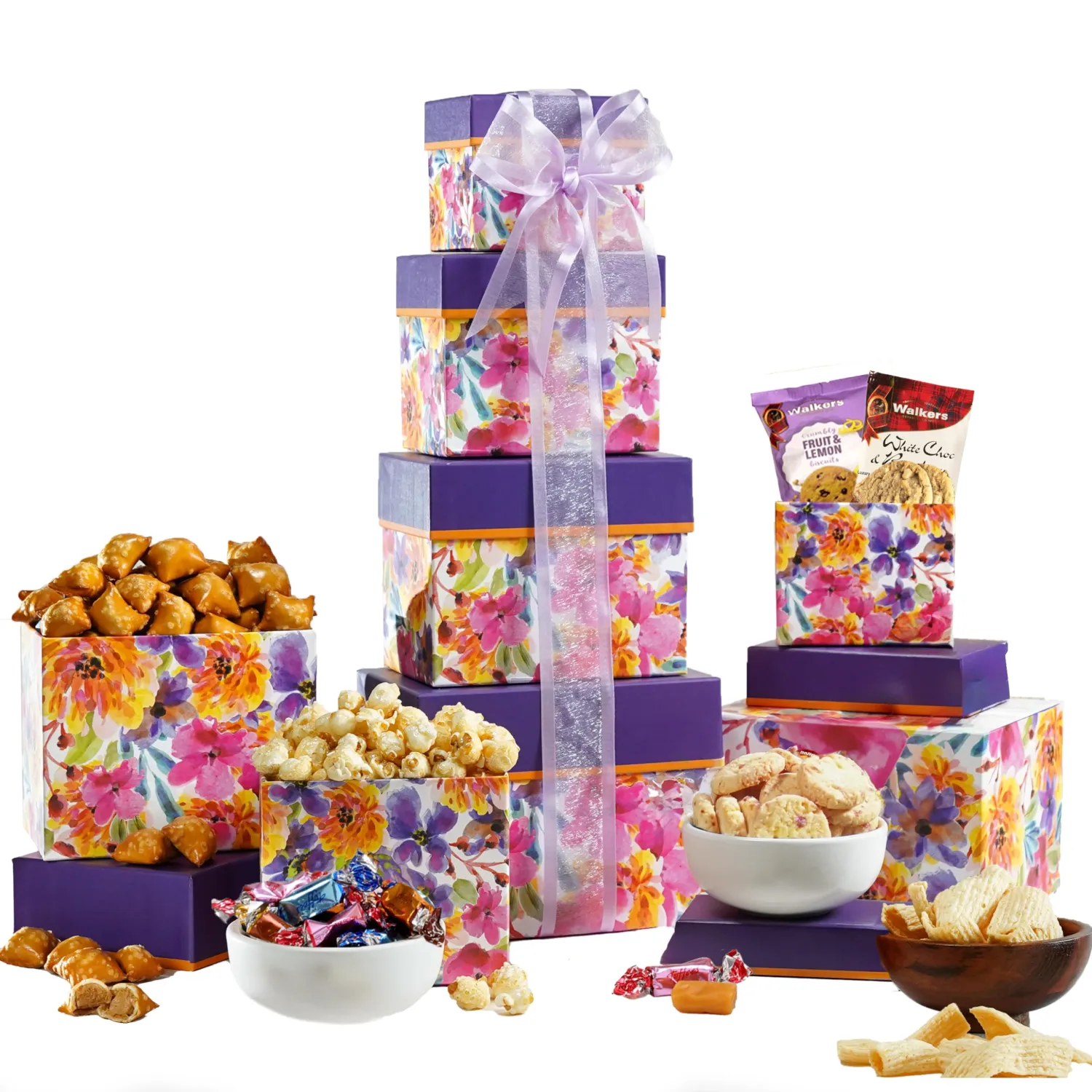 Broadway Basketeers Valentines Day Chocolate Food Gift Basket Tower Snack Gifts for Women, Men, Families, College – Delivery for Birthday, Appreciation, Thank You, Get Well Soon Care Package