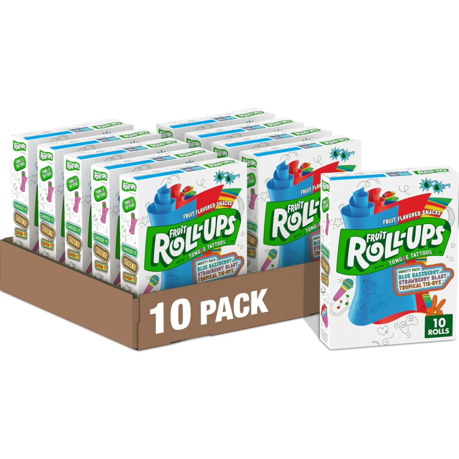 Fruit Roll-Ups Fruit Flavored Snacks, Variety Pack, Pouches, 10 ct (Pack of 10)