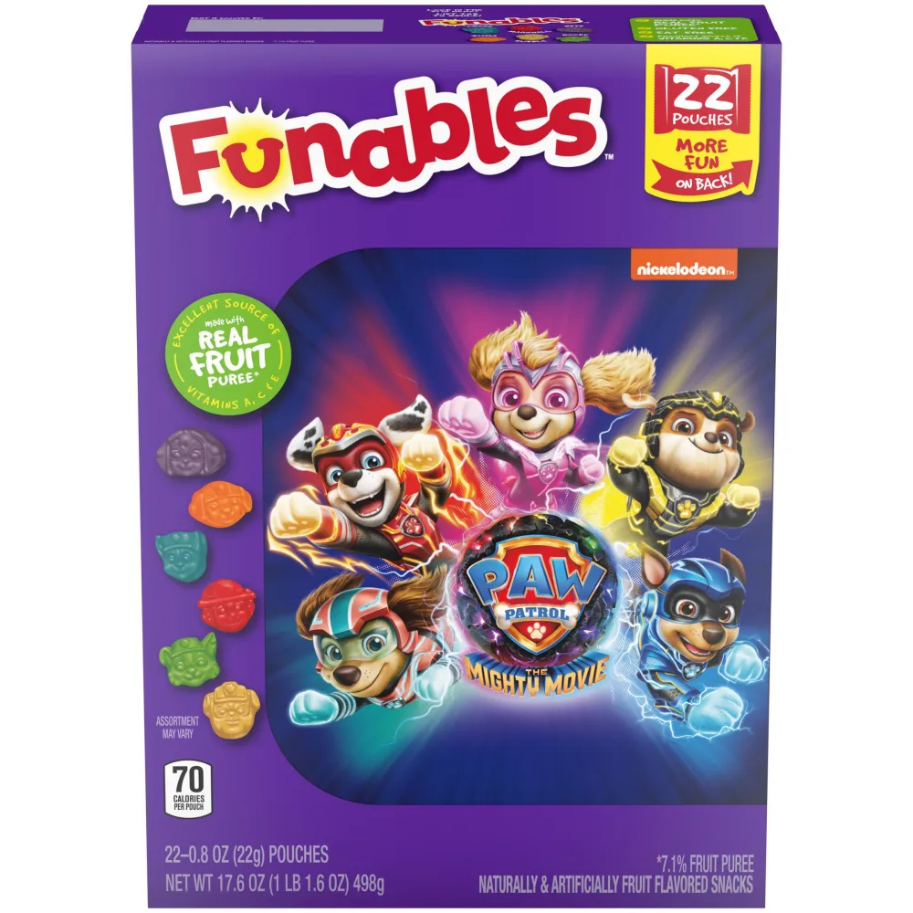 Funables Fruit Snacks, Paw Patrol Fruit Flavored Snacks, 0.8 Ounce Pouches (22 Count)