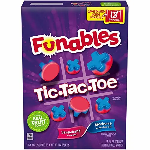 Funables Fruit Flavored Snacks, Tic Tac Toe, 0.8 Ounce Pouches (18 Count)