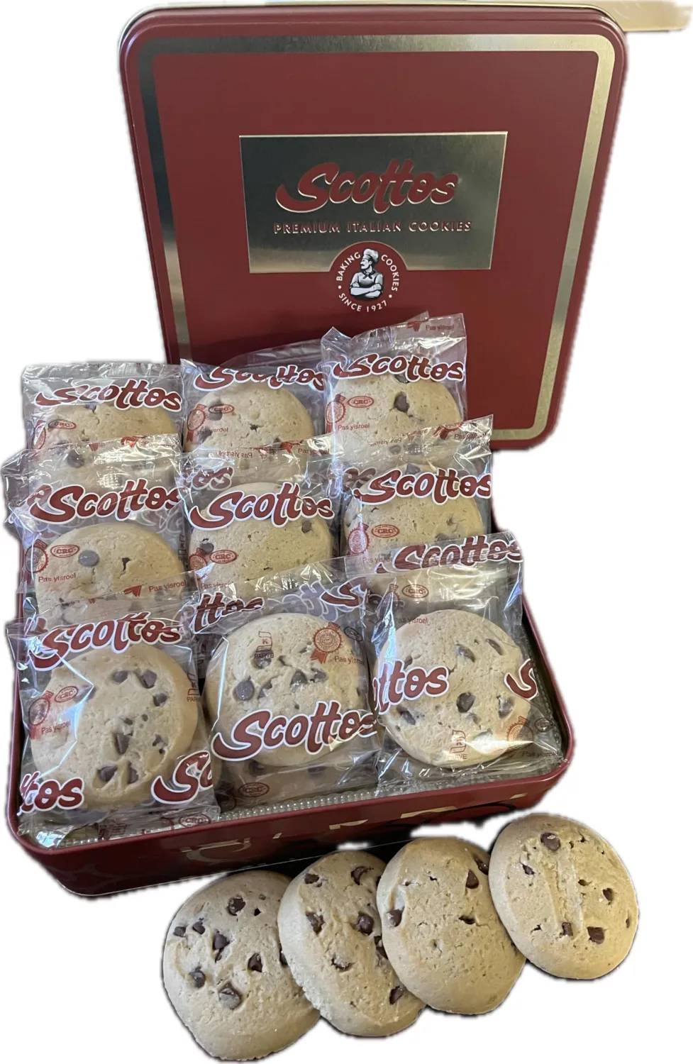 Chocolate Chip Cookies, Individually Wrapped Gourmet Cookies Pack of 18 for Birthday Treats, Thank You, Care Package, Holiday Christmas Gift Baskets Food, Scottos Cookies Bakery Fresh Favorites