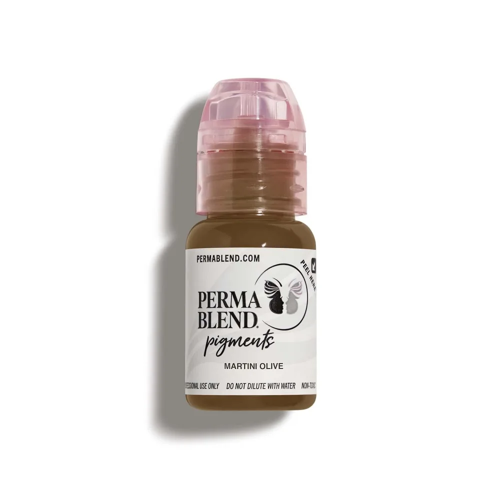 Perma Blend - Martini Olive - Microblading Ink for Permanent Eyeliner - Professional Tattoo Ink - Brown Tattoo Ink Makeup - Vegan (0.5 oz)