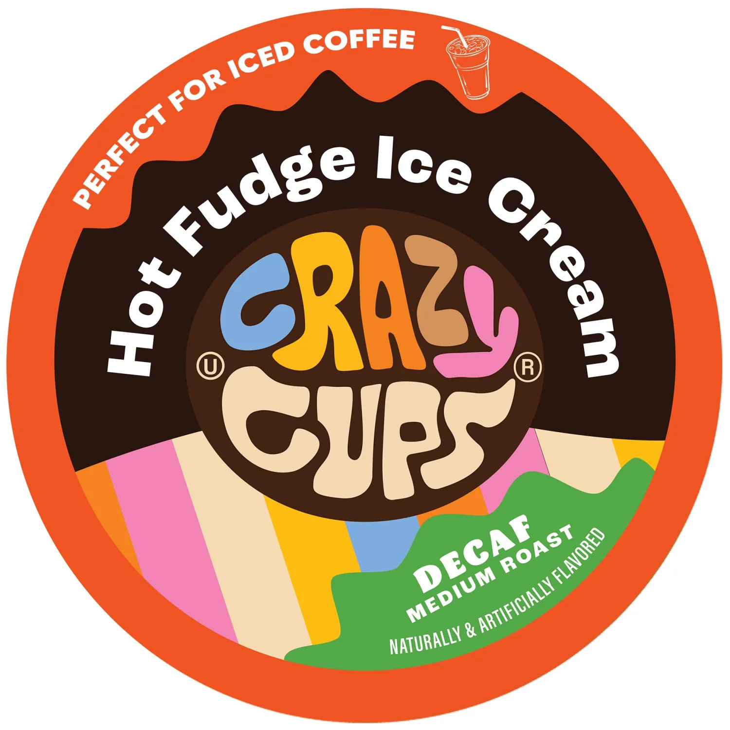Crazy Cups Decaf Flavored Coffee pods, Hot Fudge Sundae, Single-Serve Medium Roast Coffee Cups for Keurig K-Cup Machines, Hot or Iced, 22 Count