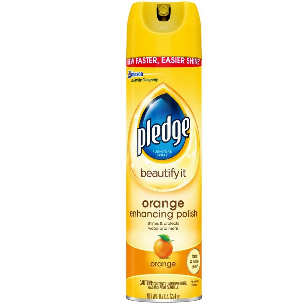 Pledge Beautify It Orange Enhancing Polish Spray - Removes Dust and Fingerprints. Provides Protective, Glossy Coating (1 Aerosol Spray), 9.7 oz