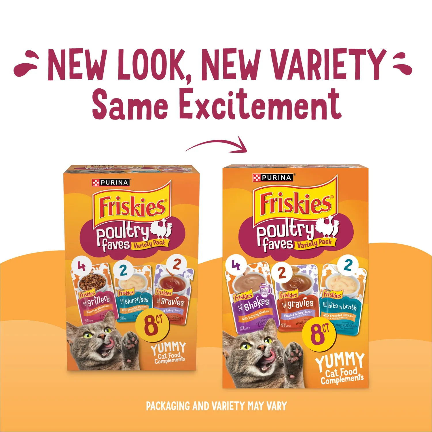Purina Friskies Poultry Faves Broth and Gravy Cat Food Complements Variety Pack - 8 ct. Box