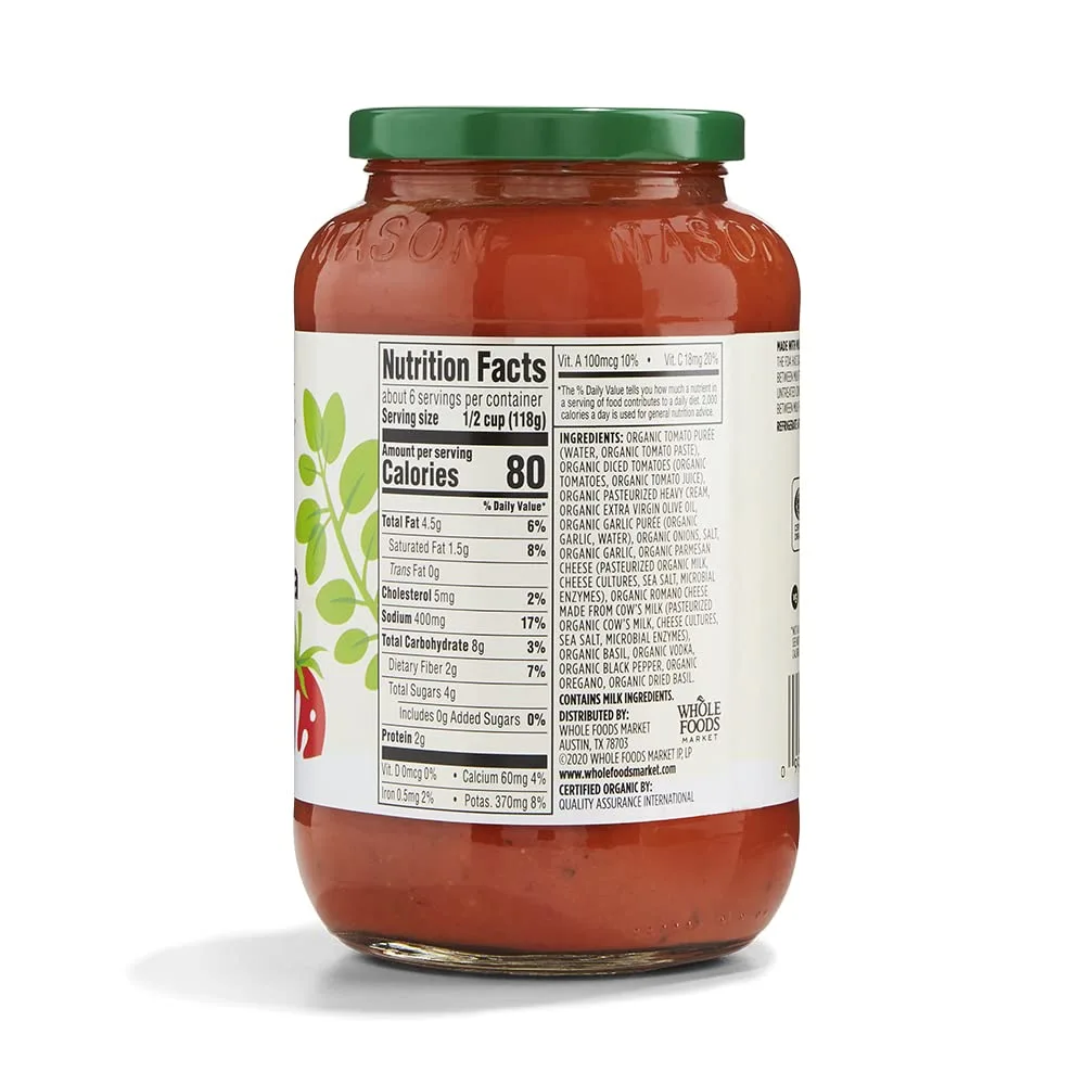 365 by Whole Foods Market, Organic Creamy Vodka Pasta Sauce, 25 Ounce