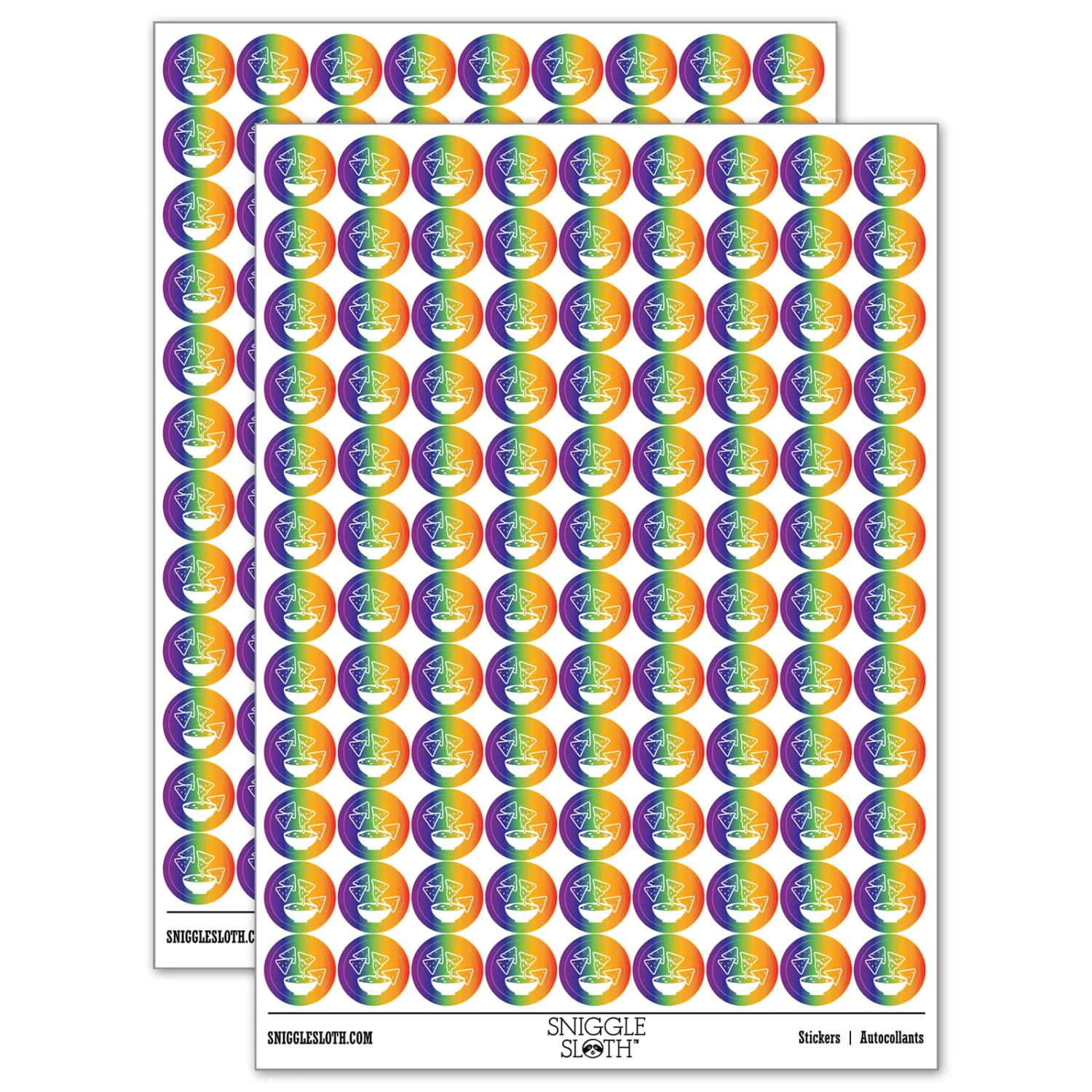 Tortilla Chips and Dip Salsa Cheese Guacamole 200+ Round Stickers - Matte Finish - 0.50" Size - Rainbow