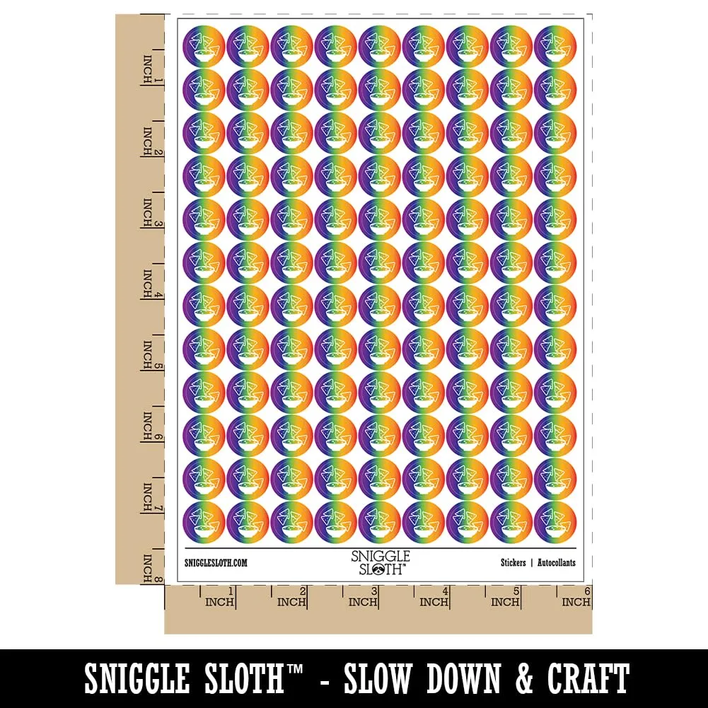 Tortilla Chips and Dip Salsa Cheese Guacamole 200+ Round Stickers - Gloss Finish - 0.50" Size - Rainbow