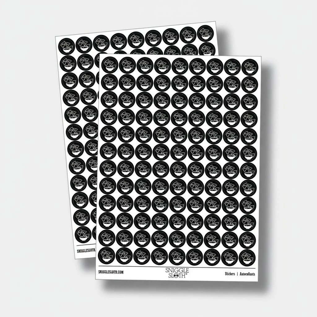 Tortilla Chips and Dip Salsa Cheese Guacamole 200+ Round Stickers - Gloss Finish - 0.50" Size - Black