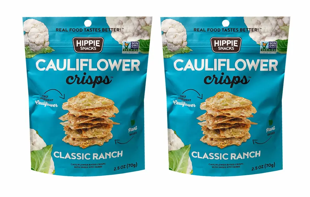 Hippie Snack New Non GMO Vegetable Chip 2.5oz, 2 Pack (Cauliflower - Ranch)