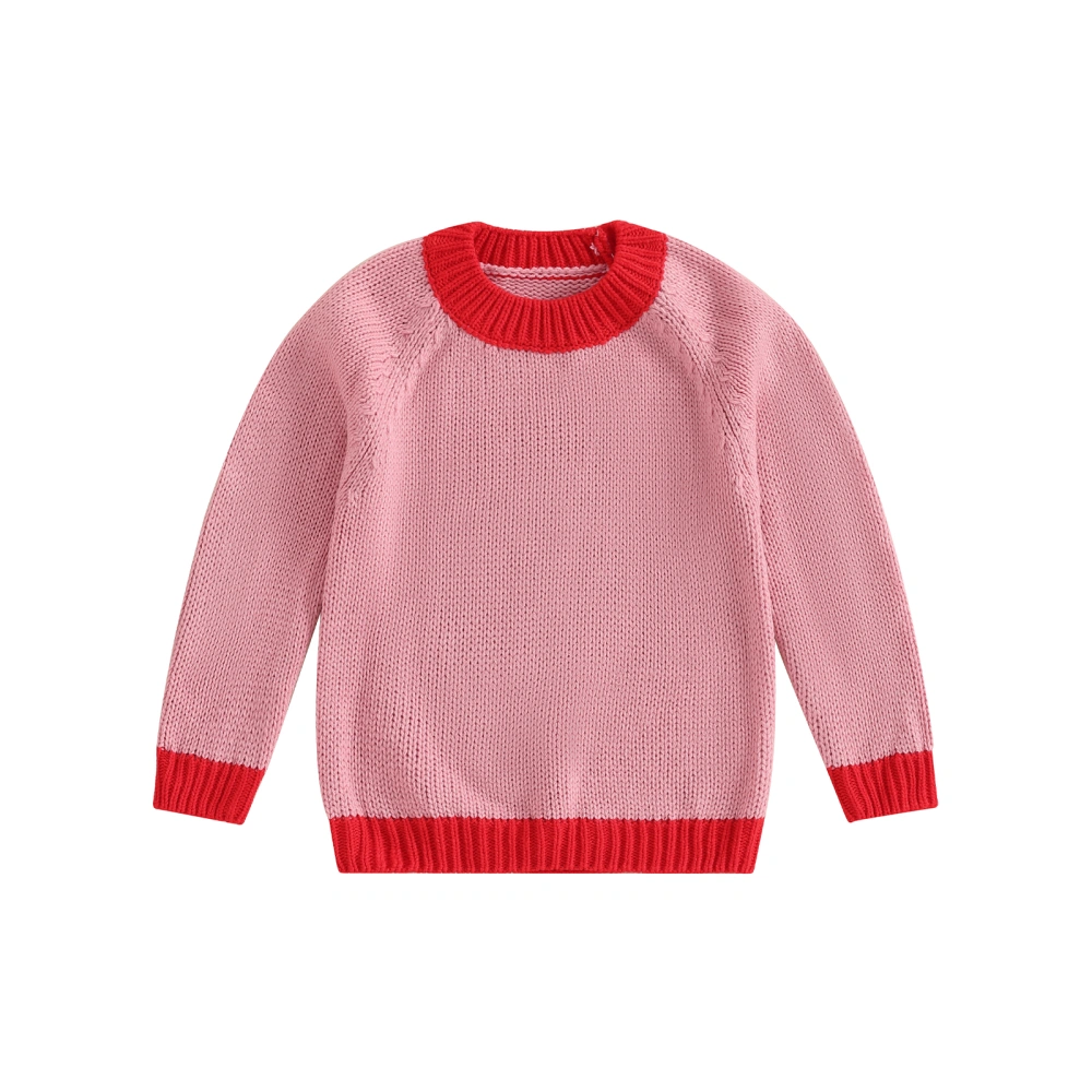 Baby Sweater, Long Sleeve Contrast Color Winter Warm Knit Pullover