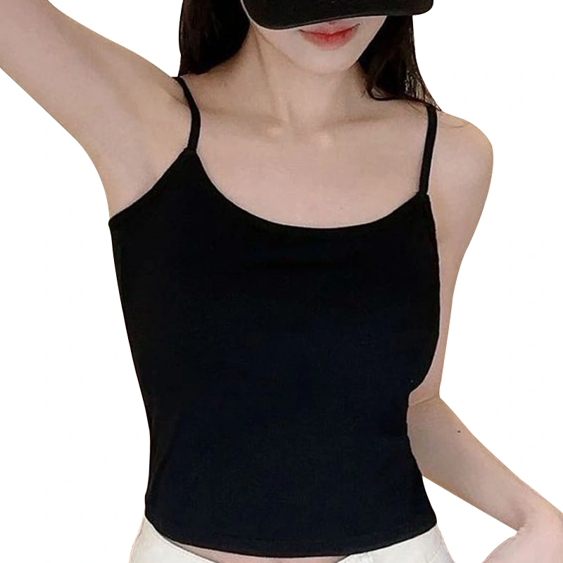 Women's Slim Camisole Solid Spaghetti Strap Cutout Back Cropped Tops