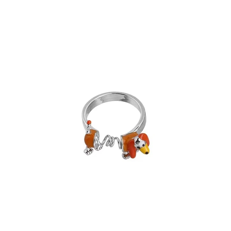 Women Cute Spring Dog Rings Fashion Unique Adjustable Animal Ring