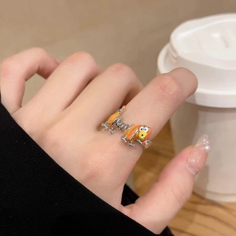 Women Cute Spring Dog Rings Fashion Unique Adjustable Animal Ring