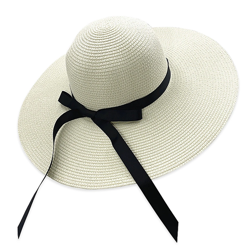 Women Summer Straw Hat Bucket Cap Bowknot Beach Holiday Sun Hat