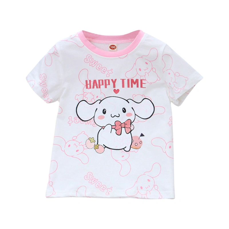 Kids Girls T-shirt, Short Sleeve Crew Neck Cartoon Print Summer Tops