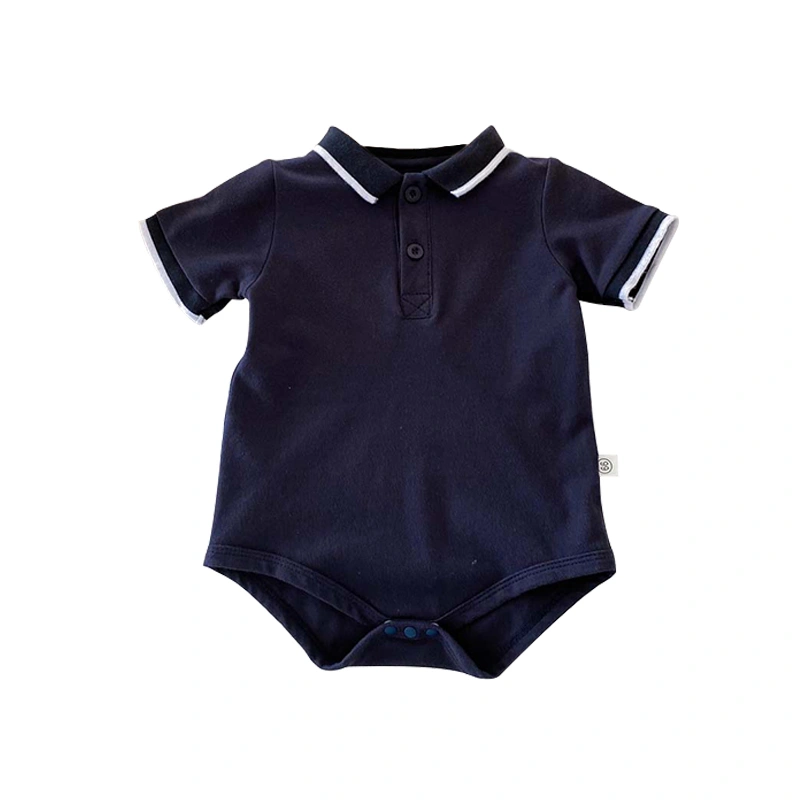 Baby Boys Summer Jumpsuit Contrast Color Lapel Short Sleeve Romper