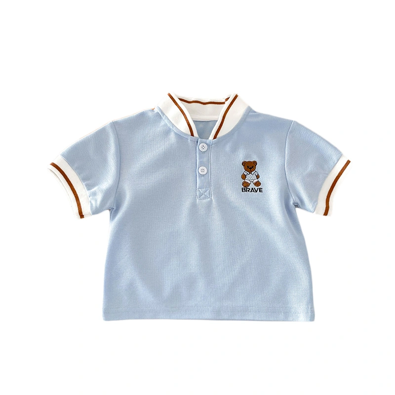 Baby Boy T-shirt, Short Sleeve Embroidery Bear Summer Casual Tops