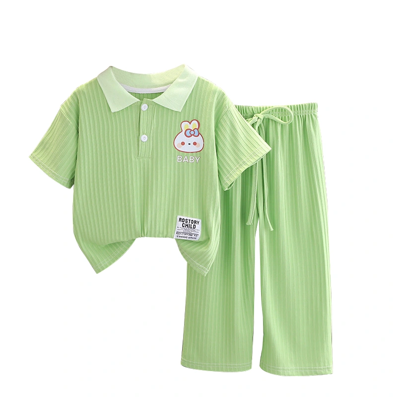 Baby Girl 2Pcs Summer Outfits Short Sleeve Collared Tops + Pants Set