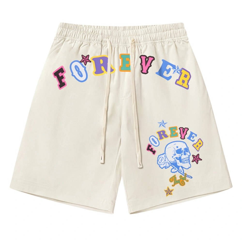 Men Beach Shorts, Letters Skull Print Quick Dry Summer Swim Trunks