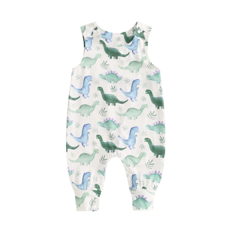 Baby Boys Romper Overalls Dinosaur/Truck Print Sleeveless Jumpsuit