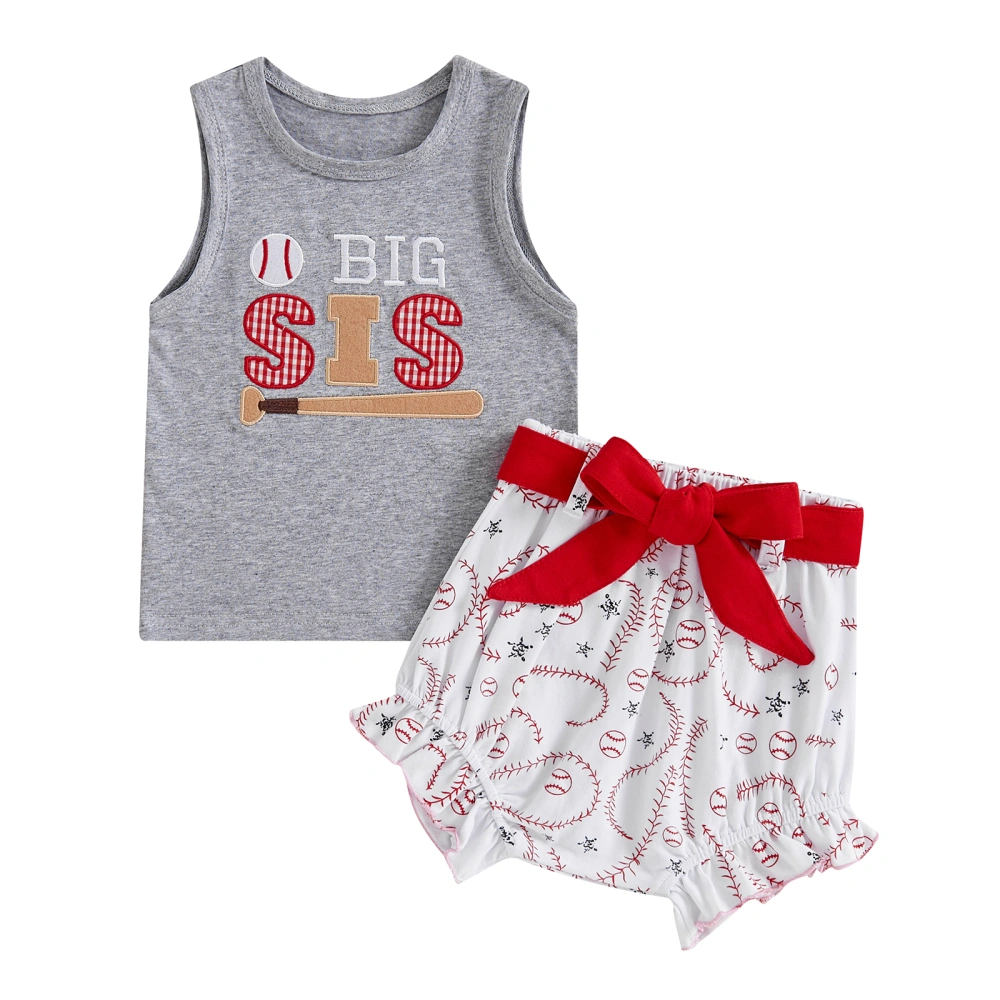 Girl Summer Outfit Letter Embroidery Tank Tops Baseball Shorts