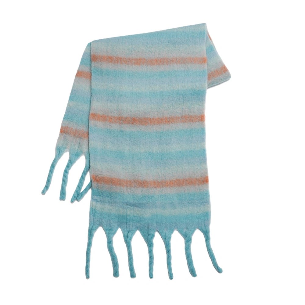 Women Striped Scarf, Tasseled Shawl Wraps Warm Long Thickened Stoles