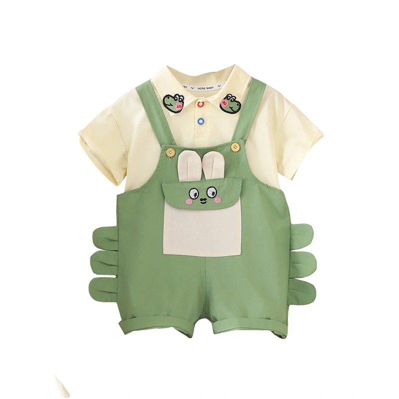 Baby 2 Piece Summer Outfits Cartoon Animal T-Shirt and Overalls Shorts