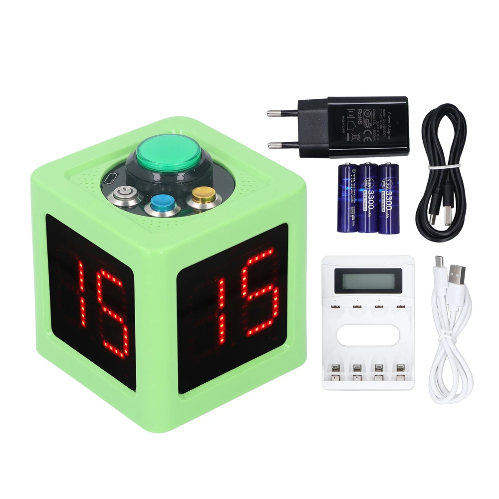 Cube Timer 1.4 Inch Digit LED Display 4 Sided Digital Shot Countdown Stopwatch with Beep Reminder 100‑240V EU Plug