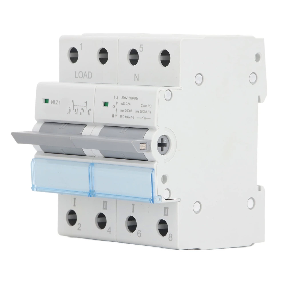 Dual Power Manual Transfer Switch 230VAC 2 Poles DIN Rail Mounting Single Side Interlock Power Transfer Switch 125A