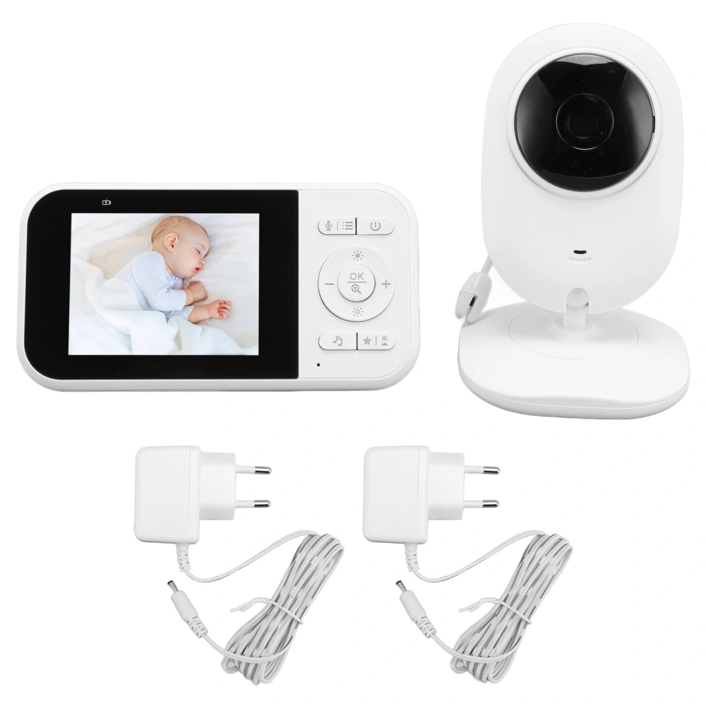 Video Baby Monitor Portable Night Viewing 1080P HD 2.5in Screen Wide Angle View with Camera Audio 100‑240V