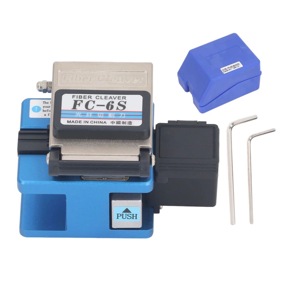 Fiber Cleaver Tool Kit Optical Cutter High Accuracy Cold Welding Hot Melting with Pigtail Storage Box FC‑6S Blue