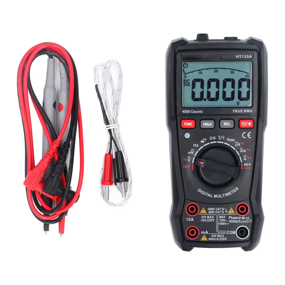 Digital Multimeter 4000 Counts Multifunctional Automatic Smart Anti Burning Ohm Volt Amp Meter