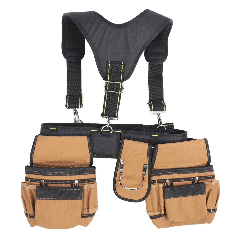 Construction Tool Belt Adjustable 1200D Oxford Cloth Pockets Tool Belt with Pouches and Metal Tape Holder