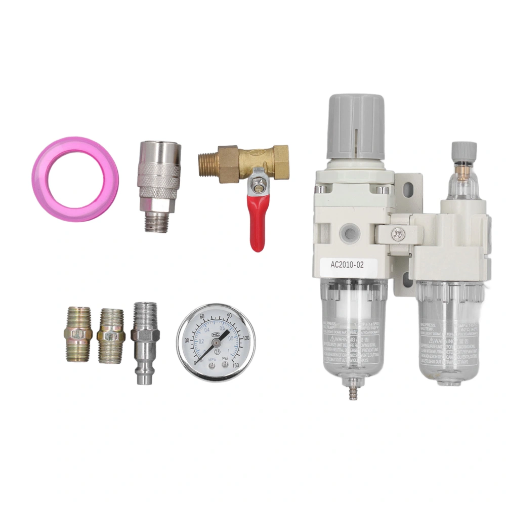 Air Compressor Moisture Filter with 150PSI Pressure Gauge and Valve Switch 3/8 Inch NPT Inlet Air Regulator AC2010‑02