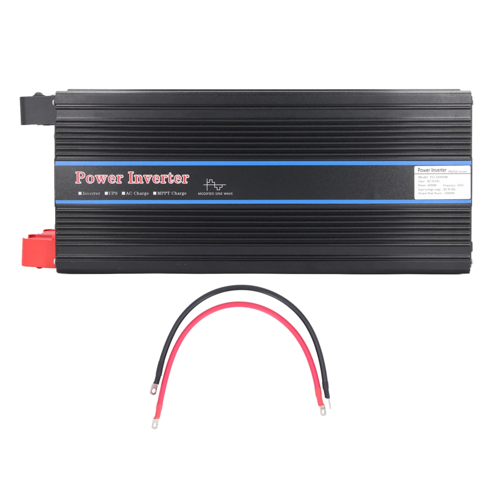 Power Inverter 6000W Modified Sine Wave DC to AC Power Converter with 2 AC Sockets and AC Outlets DC12V 24V Input 110V