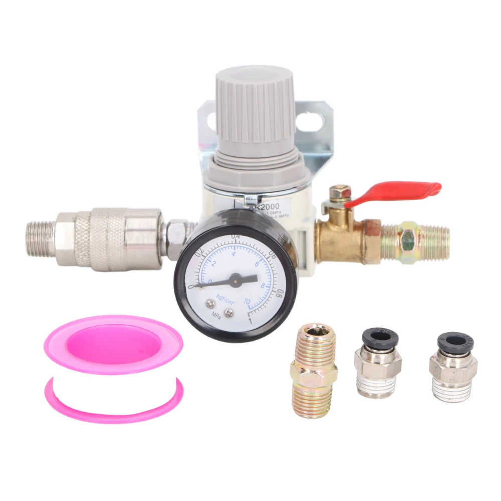 Air Compressor Pressure Regulator 1/4 Inch NPT Air Pressure Regulator with 0‑1MPa Gauge for Pneumatic Tool