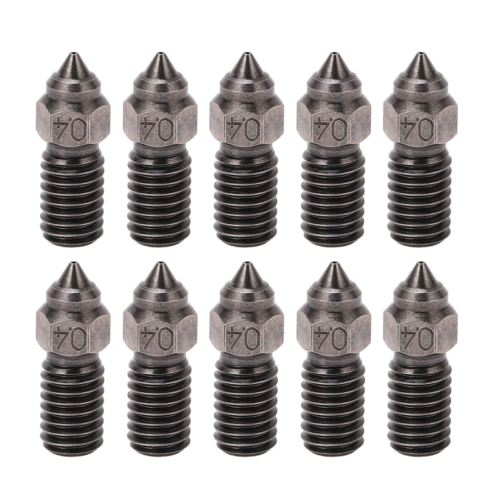 10PCS 0.4mm Extruder Nozzles High Flow Hot End Hardened Steel Nozzle Replacement for Neptune 3D Printer