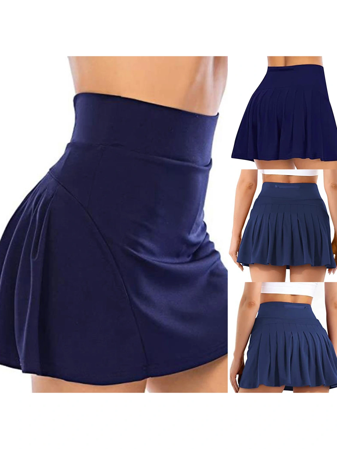 Women Solid Color Yoga Skirts High Waist Mini Running Tennis Skirts