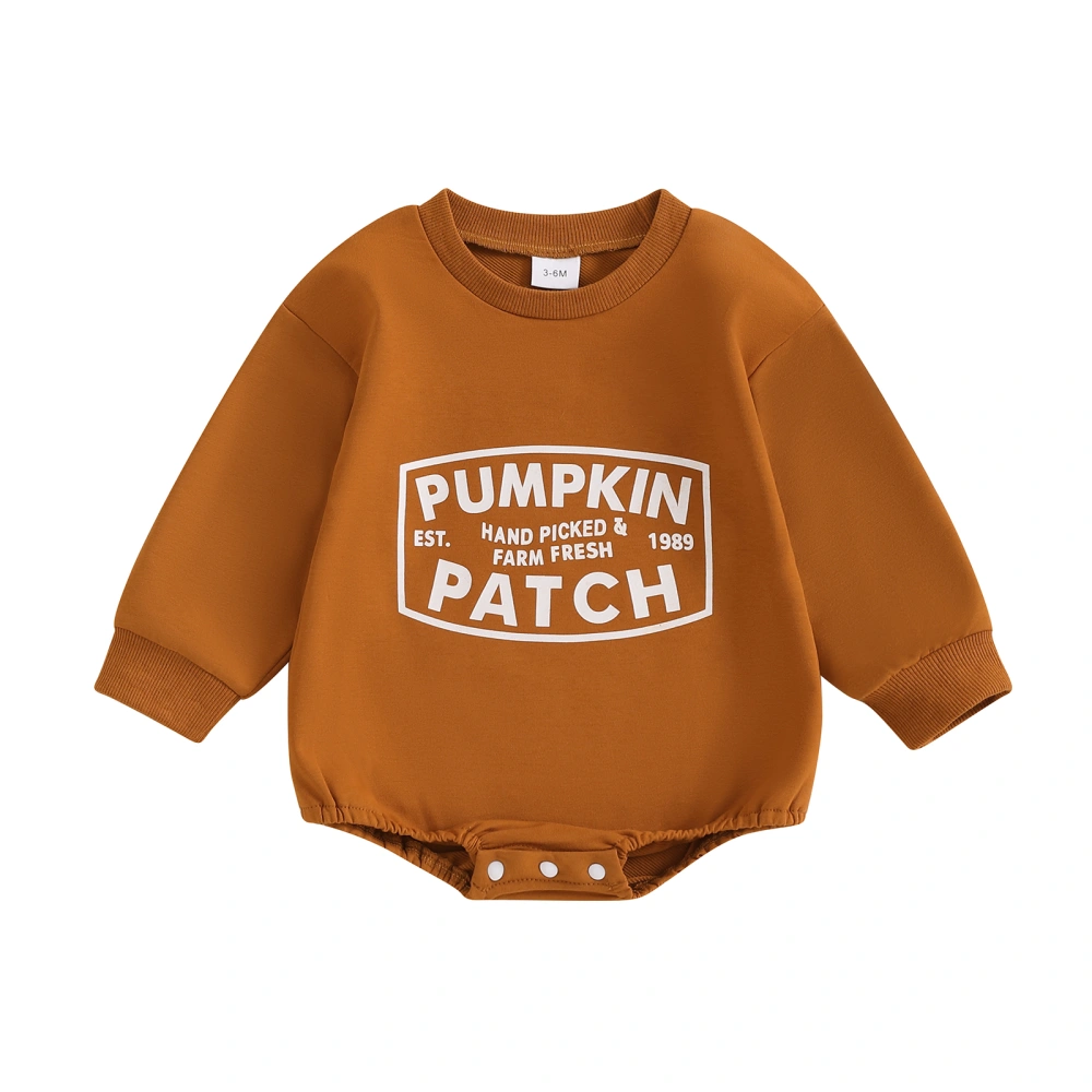 Baby Halloween Romper Long Sleeve Crew Neck Letter Print Bodysuit