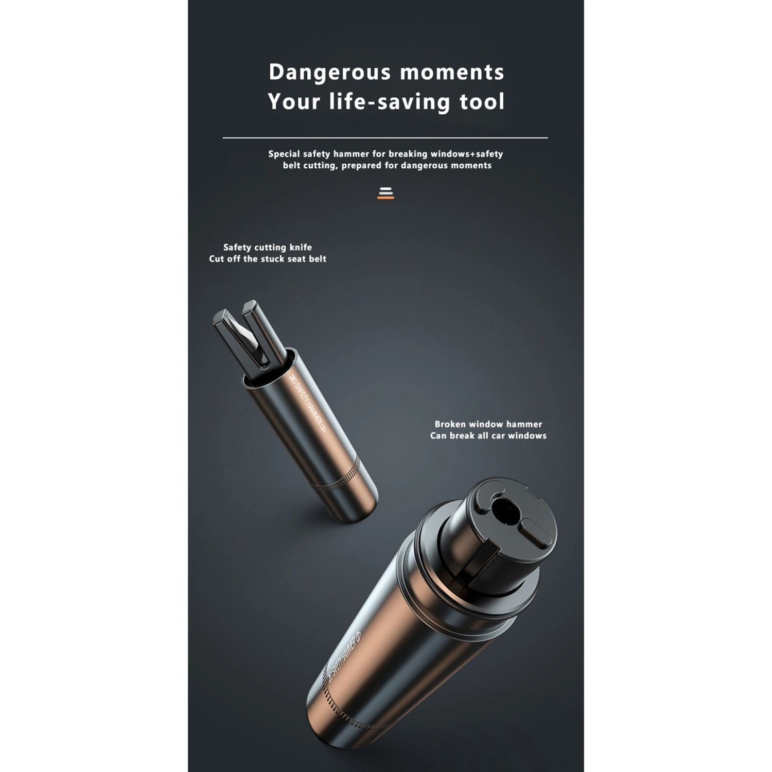 Safety Hammer Tool, Car Window Glass Breaker and Seatbelt Cutter