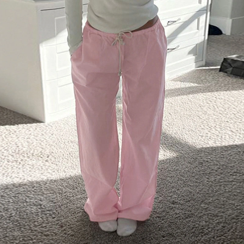 Women Wide Leg Pants, Low Waist Loose Solid Long Trousers Streetwear