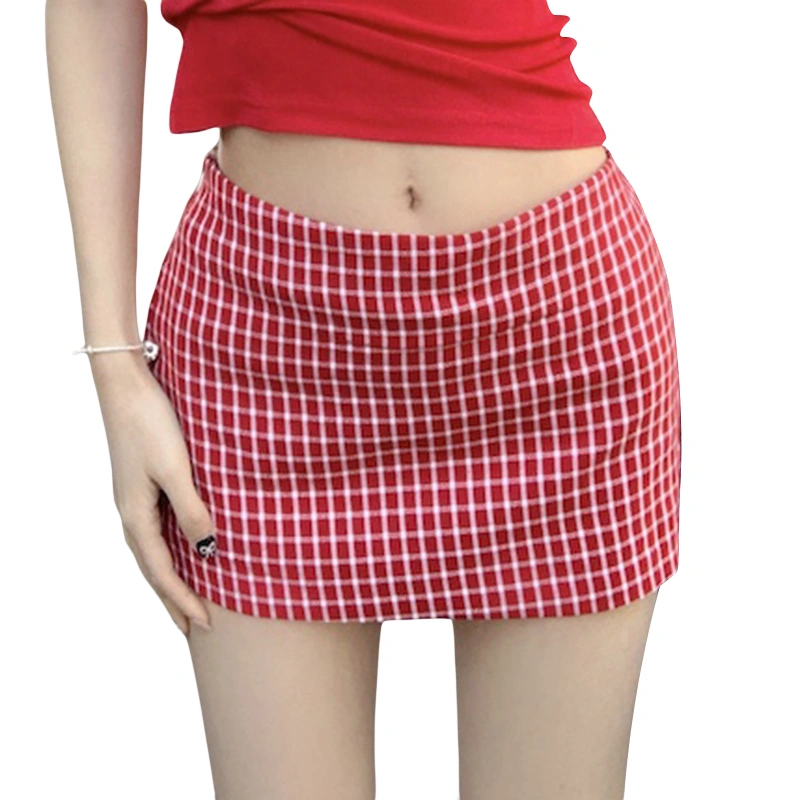 Women's Mini Skirts Fashion High Waist Plaid Print Bodycon Skirts