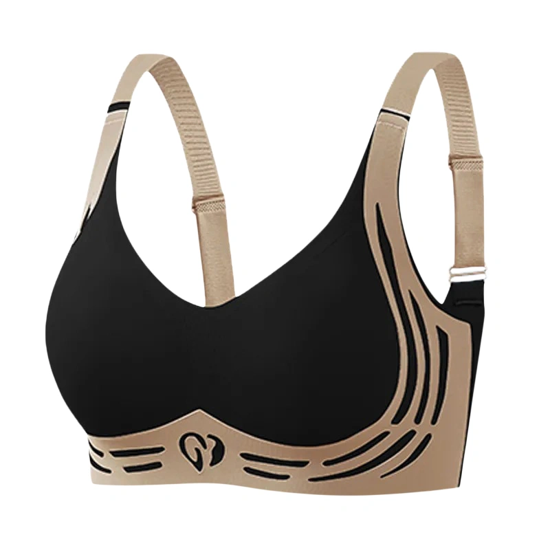 Women Bra Contrast Color Gathered Support Lingerie Bralette Sports Bra