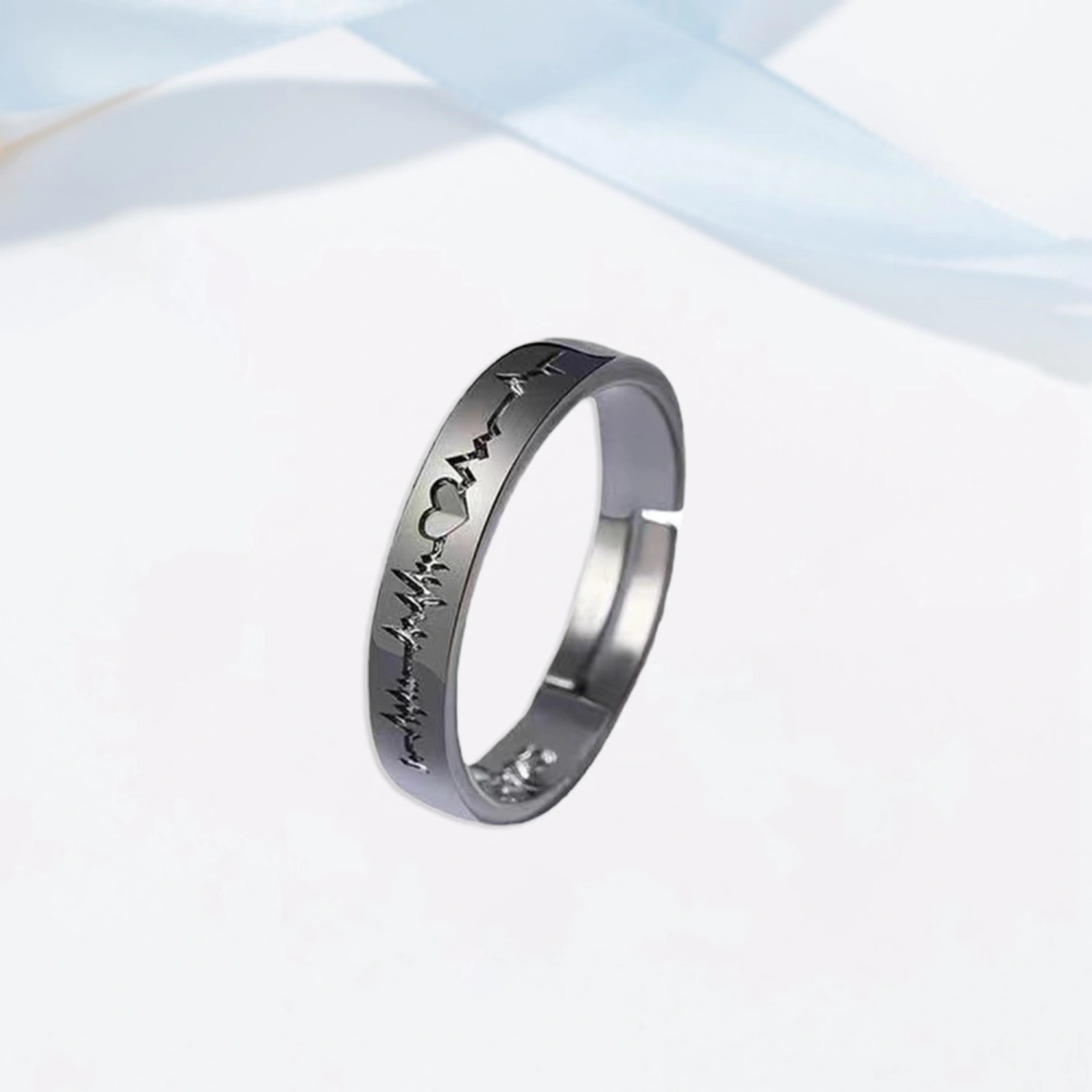 Heartbeat Rings for Couples Personalized Heart Promise Rings