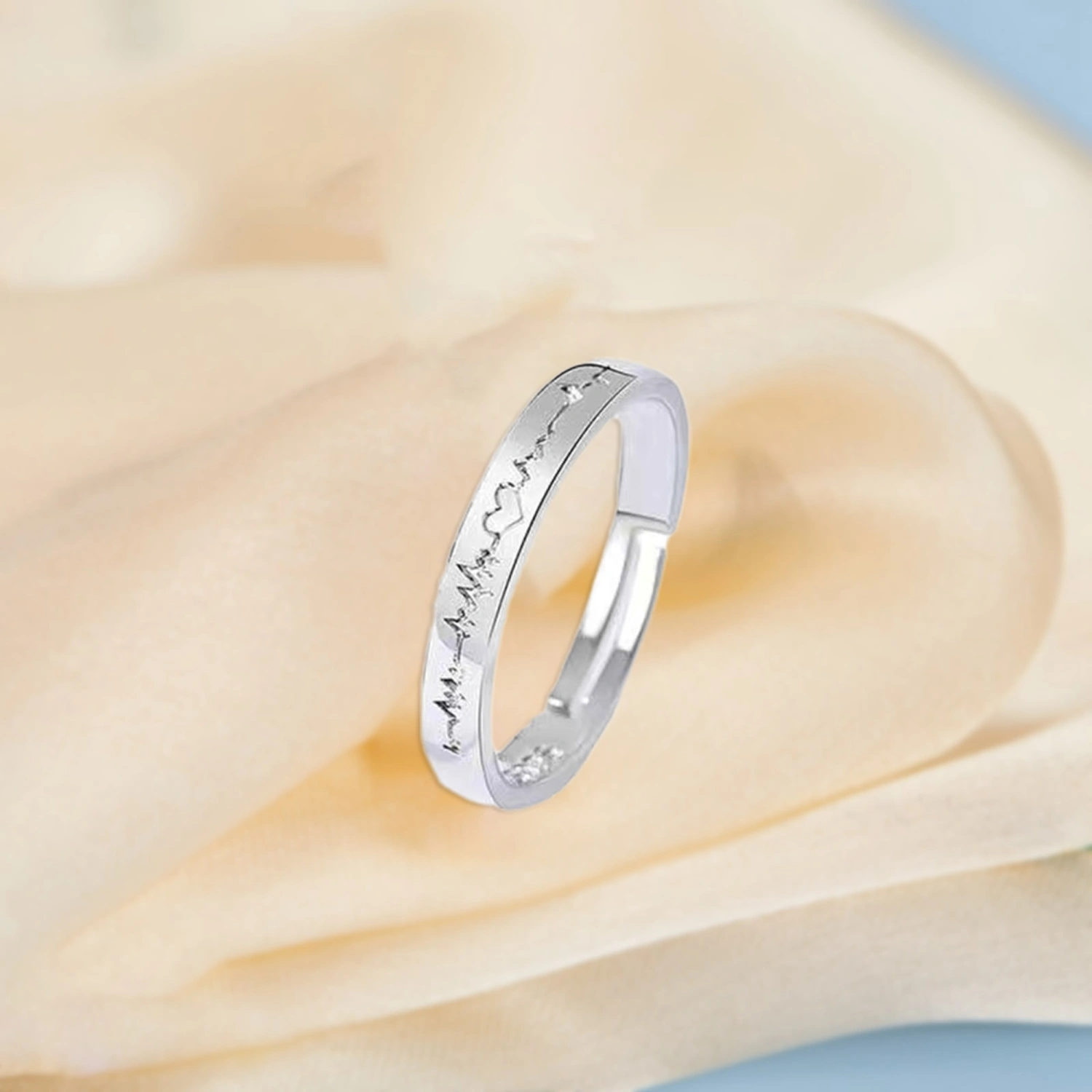 Heartbeat Rings for Couples Personalized Heart Promise Rings